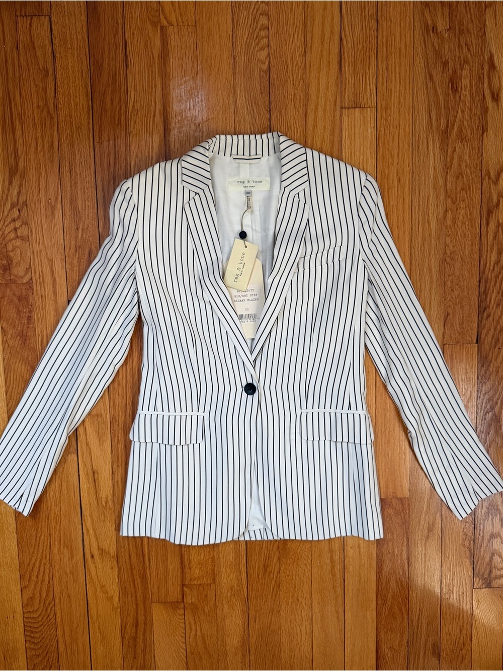 NWT rag & bone Belmar Blazer Black White Stripe Size 00
